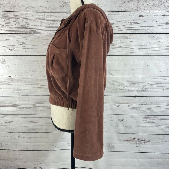 Young Fabulous & Broke Anthropology Small Cropped Jacket Velour Full-Zip Hooded - Picture 5 of 9